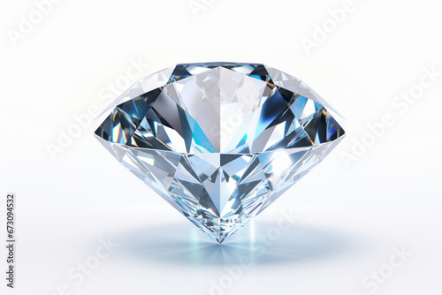 Beautiful big diamond isolated on white background  front view.generative ai 