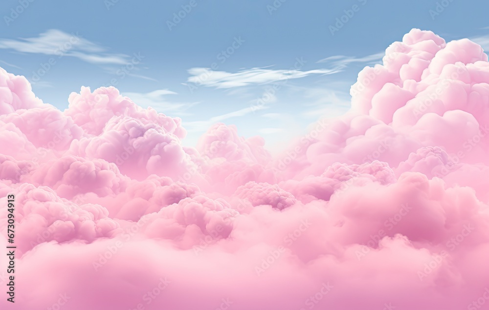 A picture of pink-colored clouds in the sky, the sky is light blue. A picture of pink-colored clouds in the sky, the sky is light blue.