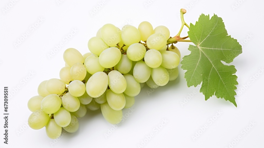 bunch of green grapes on  white background
 generated by AI