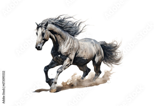 Dark horse running No shadows  highest details  sharpness throughout the image  highest resolution