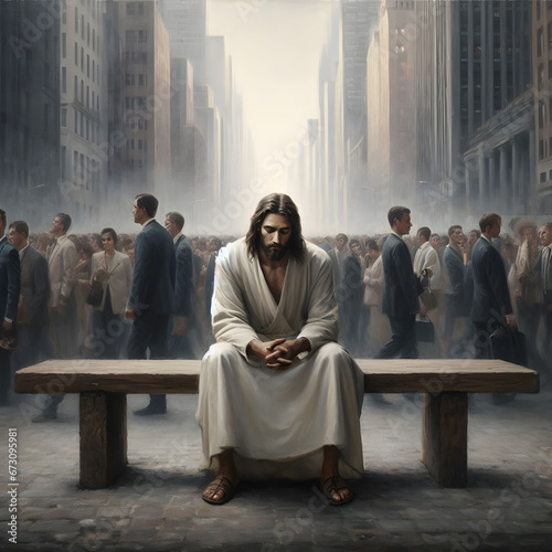 Jesus forgotten and left alone by today world photo