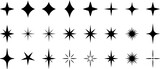 Star burst sticker vector set, sun burst retro quality or rating icon collection, minimalist modern decoration elements, y2k icon set.
