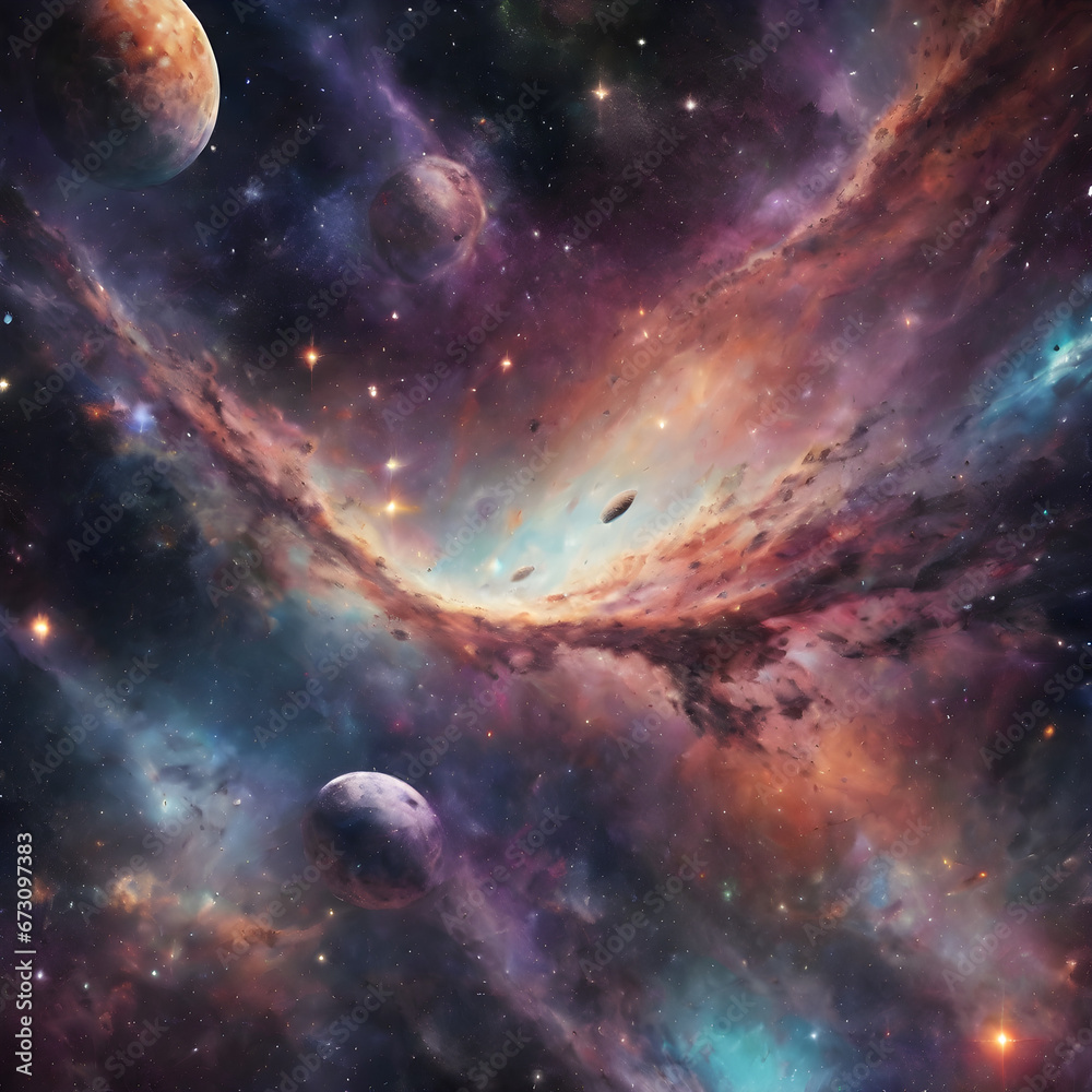 Starry sky fantasy, interstellar home, universe, galaxy, meteor