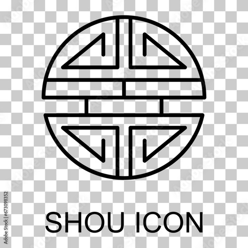 Traditional shou icon, spiritual isolated shu flat symbol, asian vector illustration