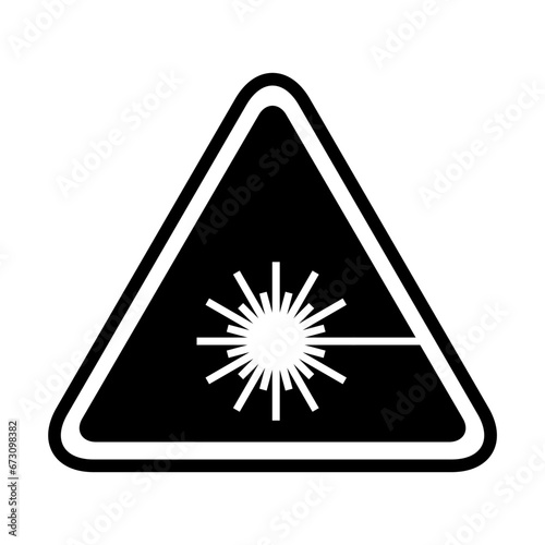 Laser radiation danger label icon, safety protection information symbol vector illustration
