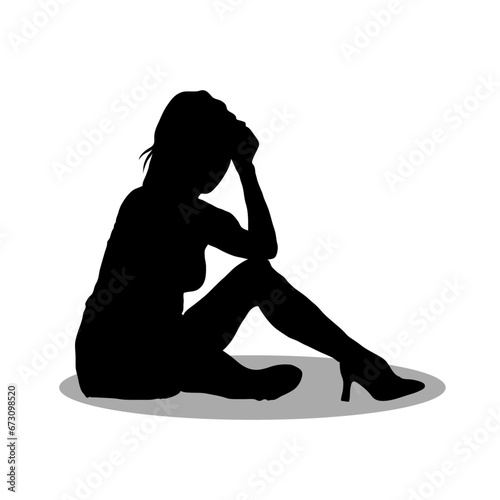 Girl sitting silhouette 