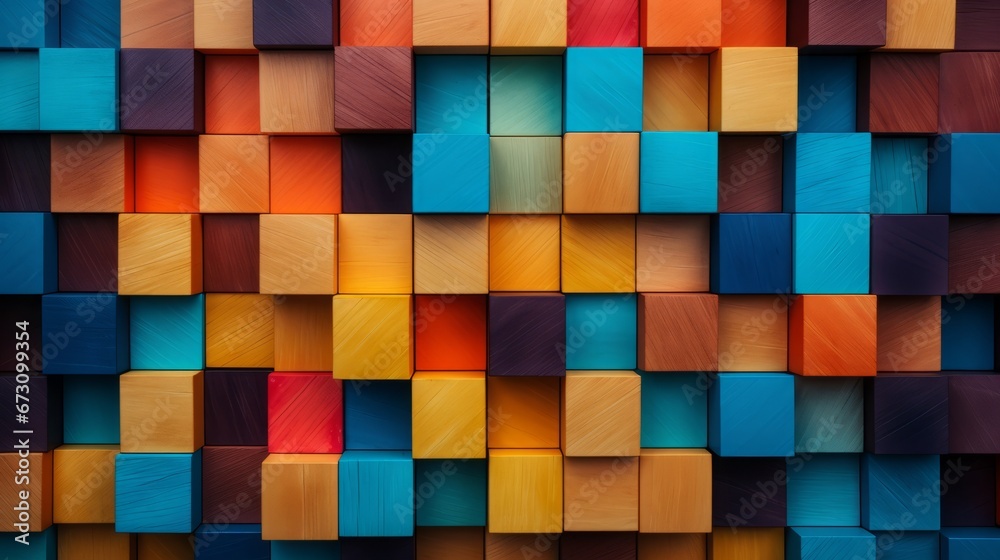 Colorful background of wooden blocks, copy space, 16:9 Colorful background of wooden blocks, copy space, 16:9