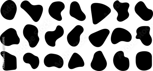 Blob vector liquid organic shapes, random simple silhouettes, irregular flat icons, decoration.