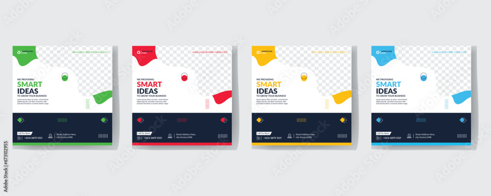 Modern Creative Corporate Business marketing agency promotion social media post template. Editable square banner design with place for the photo