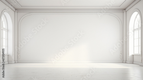 Interior of a minimal empty classic white room. Generative AI photo