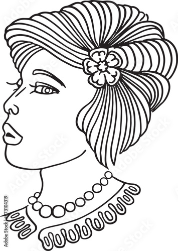 Woman face continuous line drawing. Abstract minimal woman portrait. Logo, icon, label, vector, illustration