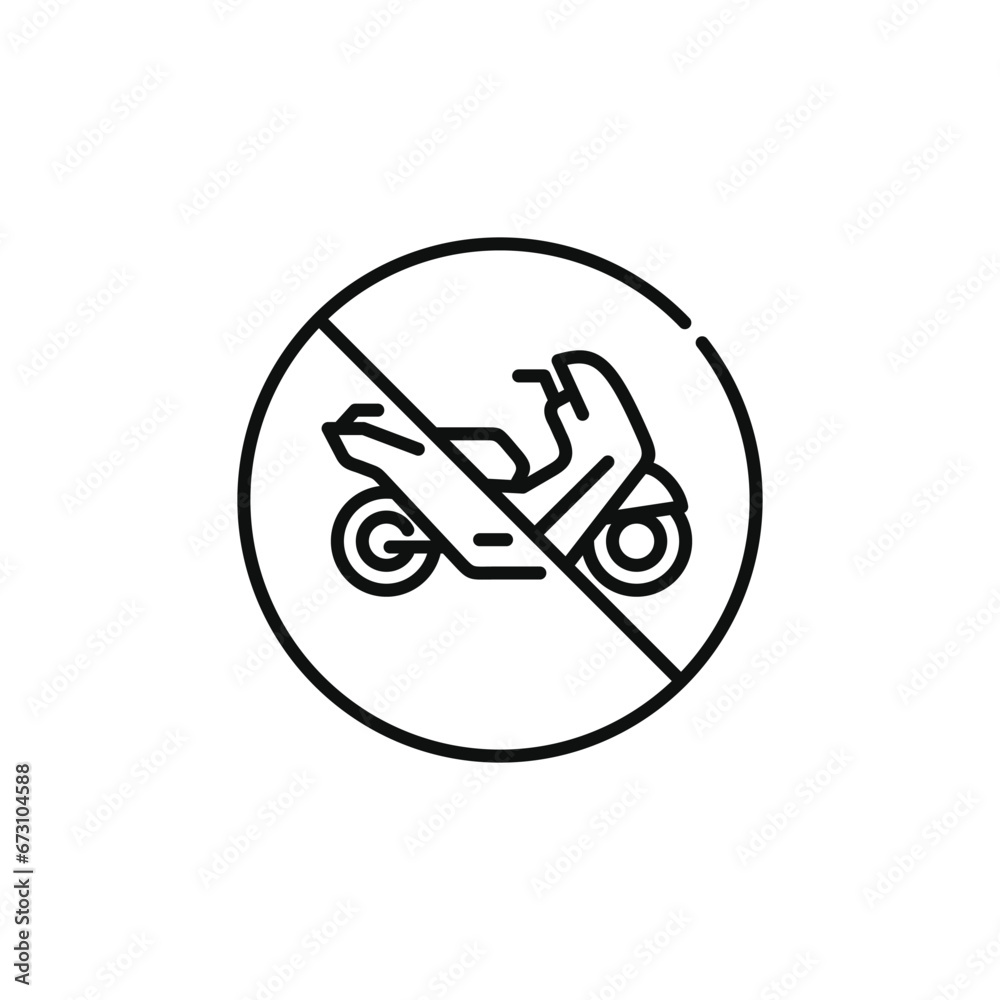 No motorcycle line icon sign symbol isolated on white background No motorcycle line icon sign symbol isolated on white background