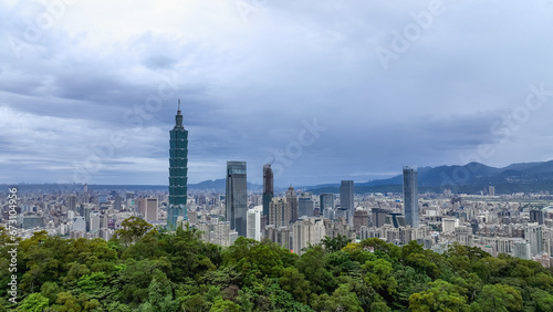 The Best Aerial View to the Panorama of Taipei City, Famous Landmark of Taiwan