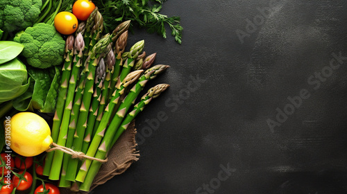 Group of Asparagus with Copy Space Background Selective Focus