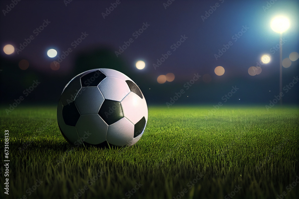 Fototapeta premium soccer on grass and stadium.