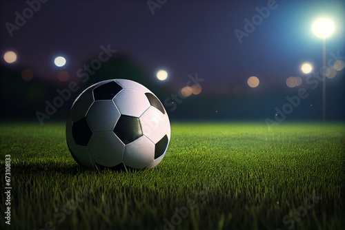 soccer on grass and stadium.