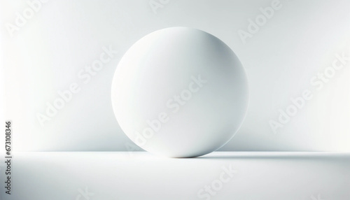 白い空間の真っ白なスペースにある白い球体 © birth7