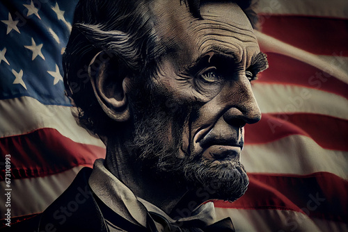 Abraham Lincoln and American flag, 4th of July, Civil War, united states president, history