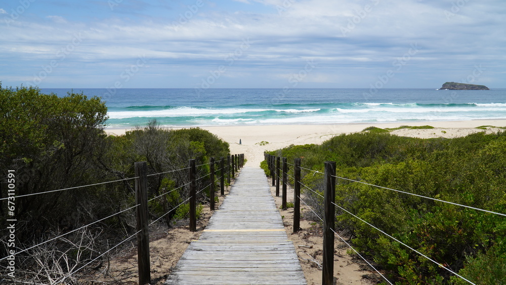 path to the beach.access to the sea. fence near the ocean, beach in Australia