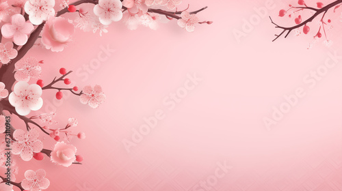 Chinese New Year, Artificial flowers on the branch Pink background