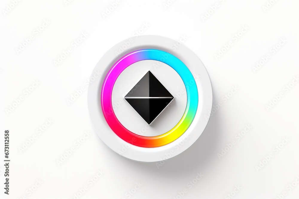Abstract high tech multicolor button on white background Abstract high tech multicolor button on white background
