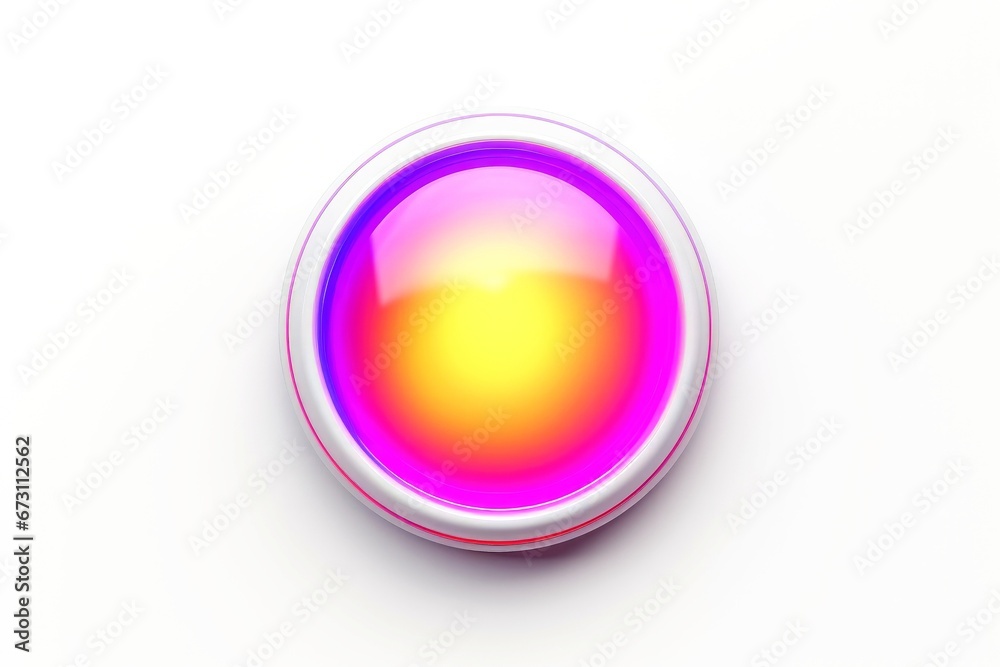Abstract high tech multicolor button on white background