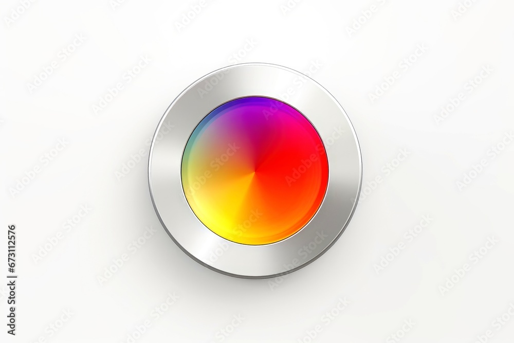Abstract high tech multicolor button on white background Abstract high tech multicolor button on white background
