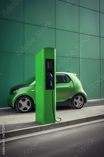automobile next to an electric vehicle charging station