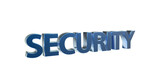 Security Sicherheit blaue plakative 3D-Schrift, Vertrauen, Schutz, Vorsorge, Gefahrenabwehr, Risikomanagement, Prävention, Sicherheitsmaßnahmen, Datenschutz,  Cybersecurity, Rendering, Freisteller
