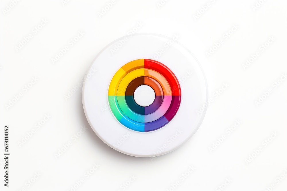 Abstract high tech multicolor button on white background