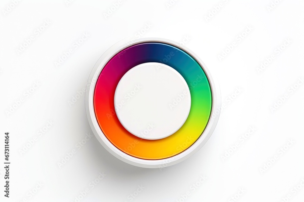 Abstract high tech multicolor button on white background Abstract high tech multicolor button on white background
