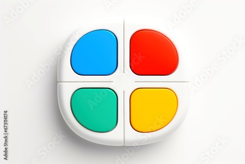 Abstract high tech multicolor button on white background