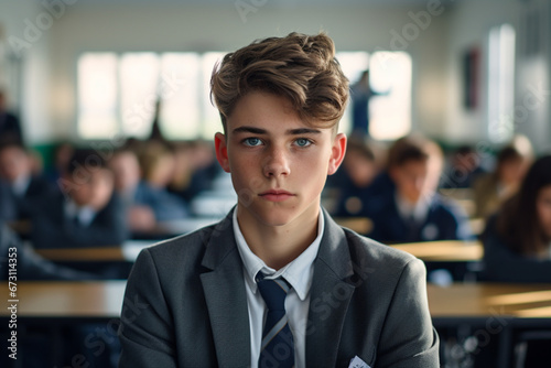 Portrait of teenage student in classroom © alisaaa