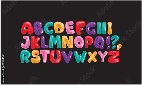 Vector font and alphabet. display kids font, Abc, english letters and numbers.