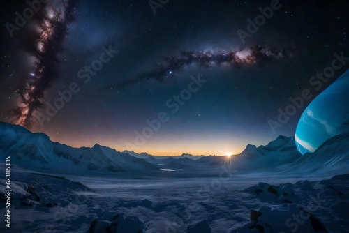 Outer space sky with glaciers and utah - AI Generative