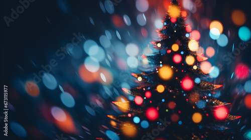Abstract Christmas tree with bokeh lights