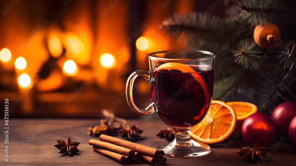 Homemade Christmas mulled wine with cinnamon and oranges Homemade Christmas mulled wine with cinnamon and oranges