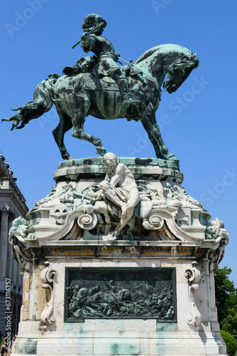 Statue in front of the royal palace at Budapest in Hungary