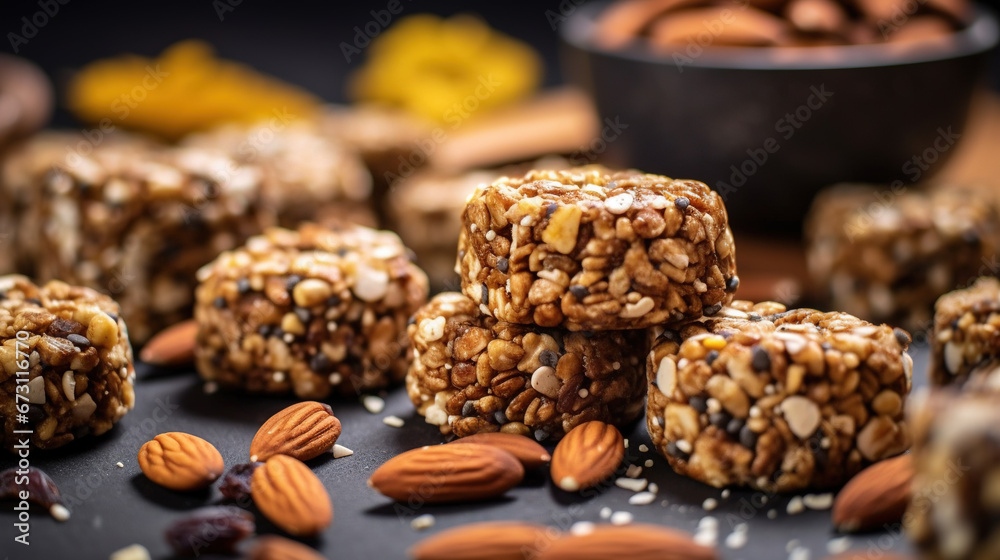 Quinoa Raisin Cookies on Blurry Dark Background Quinoa Raisin Cookies on Blurry Dark Background