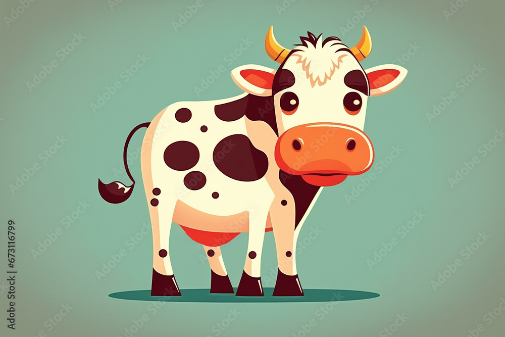 Figure of a cow with horns standing on the ground - farming emblem, logo design, illustration
Figure of a cow with horns standing on the ground - farming emblem, logo design, illustration