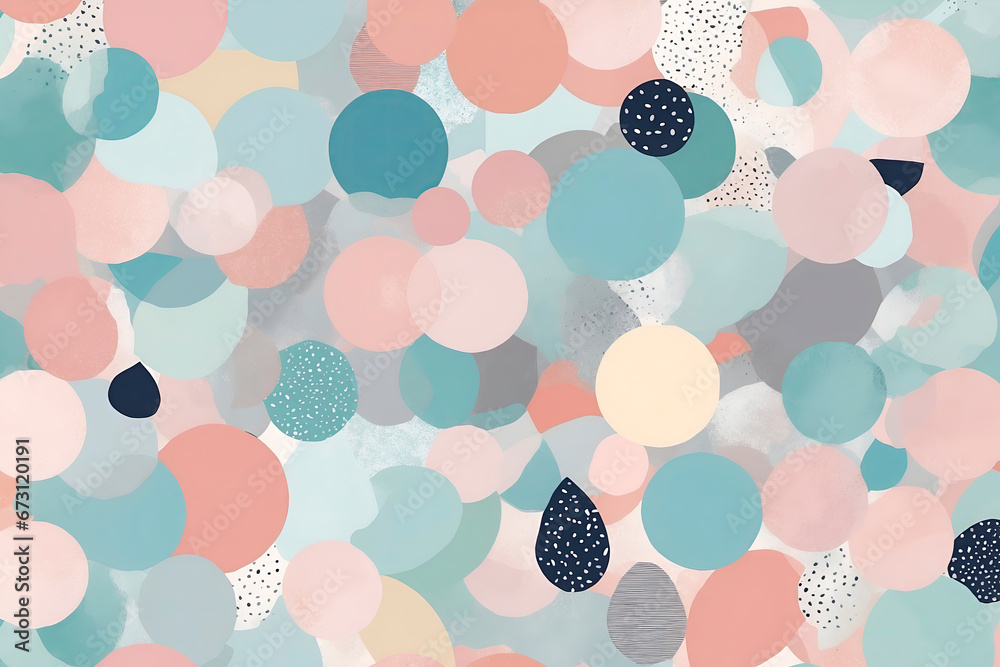 Abstract pattern with overlapping circles in pastel colors and various ...