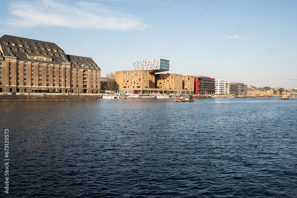 Berlin, Germany - April 22, 2023: Hotel nhow - Europe first music hotel in the center of the creative media district on a banks of the river Spree in Osthafen 