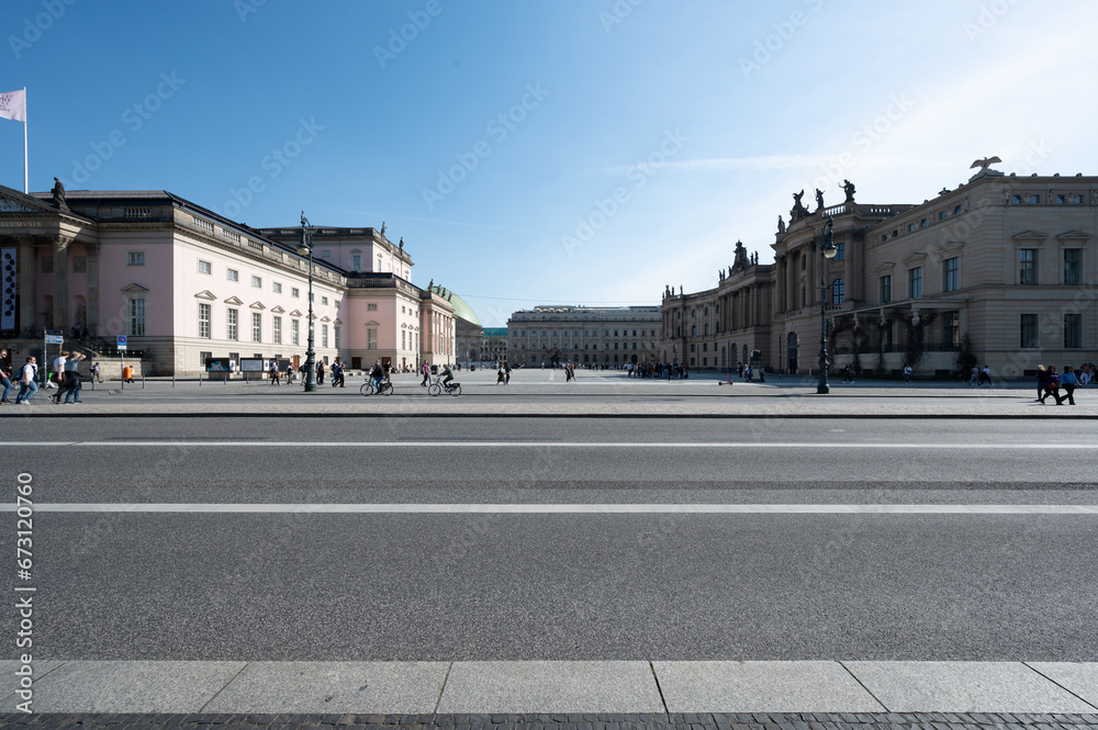 Berlin, Germany - April 22, 2023: Berlin streets with architecture