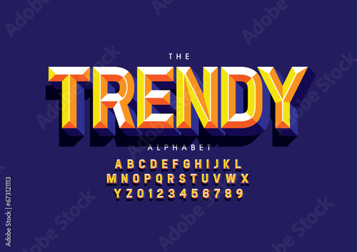 Vector of stylized modern font and alphabet