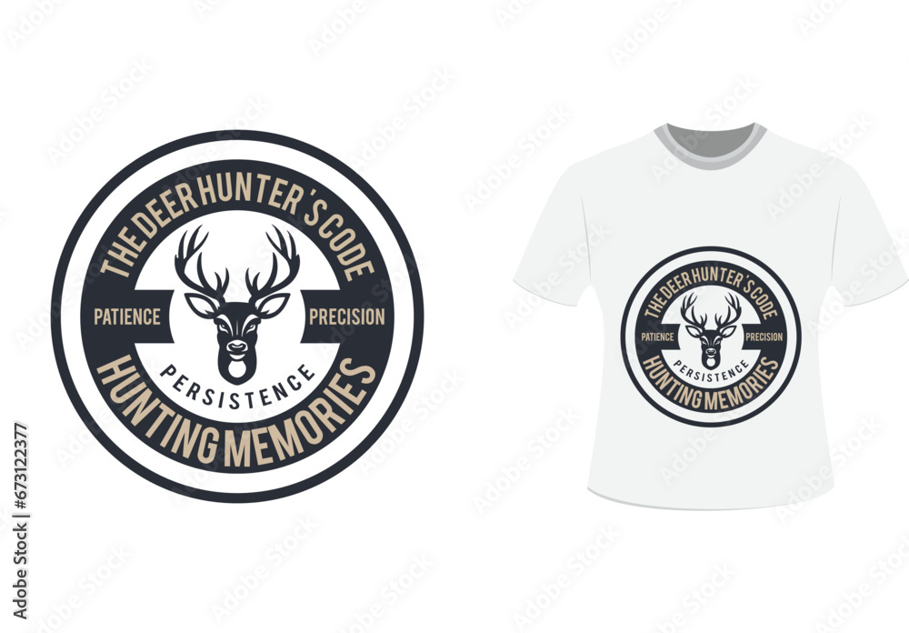 T-shirt design with illustration of two deer head T-shirt design with illustration of two deer head