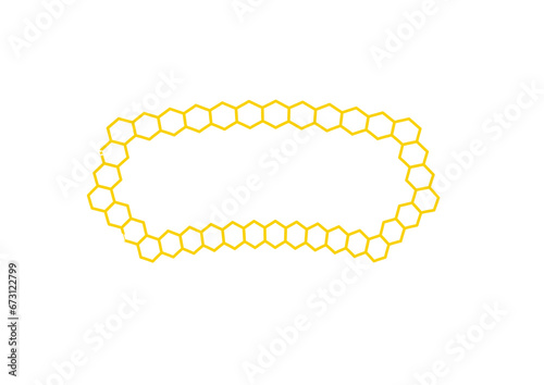 rahmen aus aneinander gereihten sechsecken mit gelber füllung, bienenwaben, modernes abstraktes design, interessante grafik