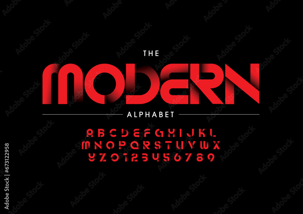 Vector of stylized modern font and alphabet Vector of stylized modern font and alphabet