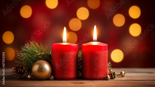 Christmas Decoration with Glowing Candles   Festive Ornament and Holiday Decor