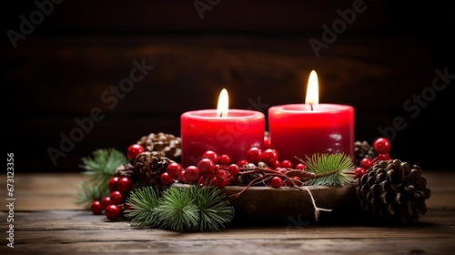 Christmas Decoration with Glowing Candles | Festive Ornament and Holiday Decor