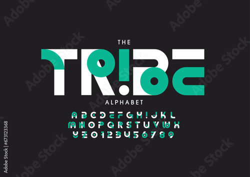 Vector of stylized modern font and alphabet